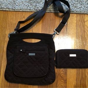 Vera Bradley brown shoulder bag w/wallet